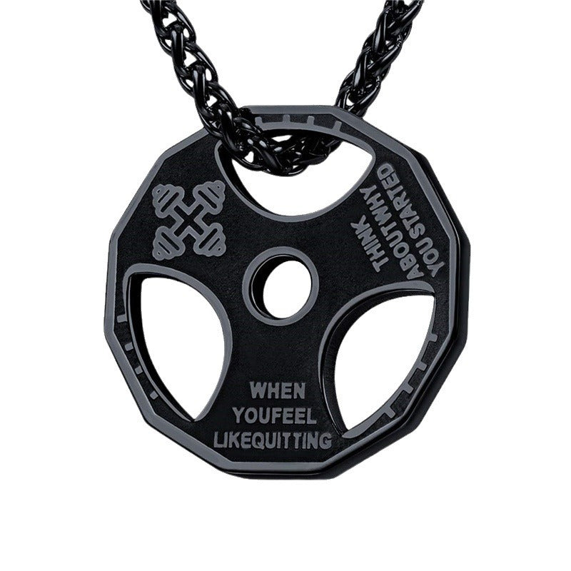 Amazon European and American New Fitness Barbell Dumbbell Accessories Stainless Steel Necklace Men's Pendant Cross-Border Jewelry