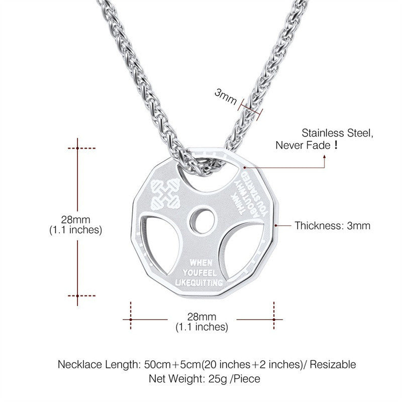 Amazon European and American New Fitness Barbell Dumbbell Accessories Stainless Steel Necklace Men's Pendant Cross-Border Jewelry