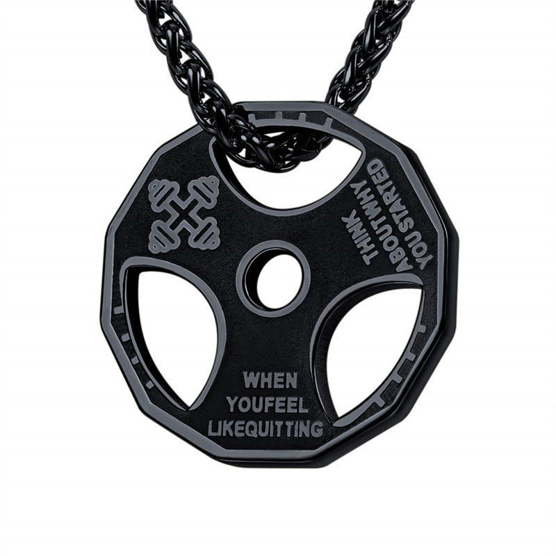 Amazon European and American New Fitness Barbell Dumbbell Accessories Stainless Steel Necklace Men's Pendant Cross-Border Jewelry