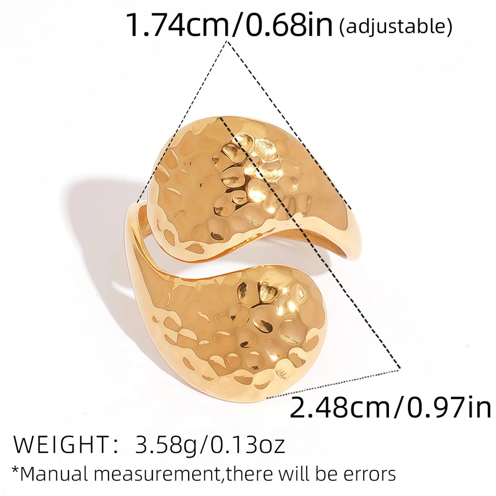 316L Ladies Geometry Design Stainless Steel Rings 18K Gold Plated Waterproof Quality Jewelry For Daily Wear Vacation Seaside Etc