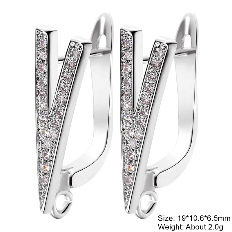 Juya DIY 18K Gold Silver Plated Earwire Fixtures Basic Fastener Stitches Anti-Allergy Earring Hooks Clasps Accessories Supplies