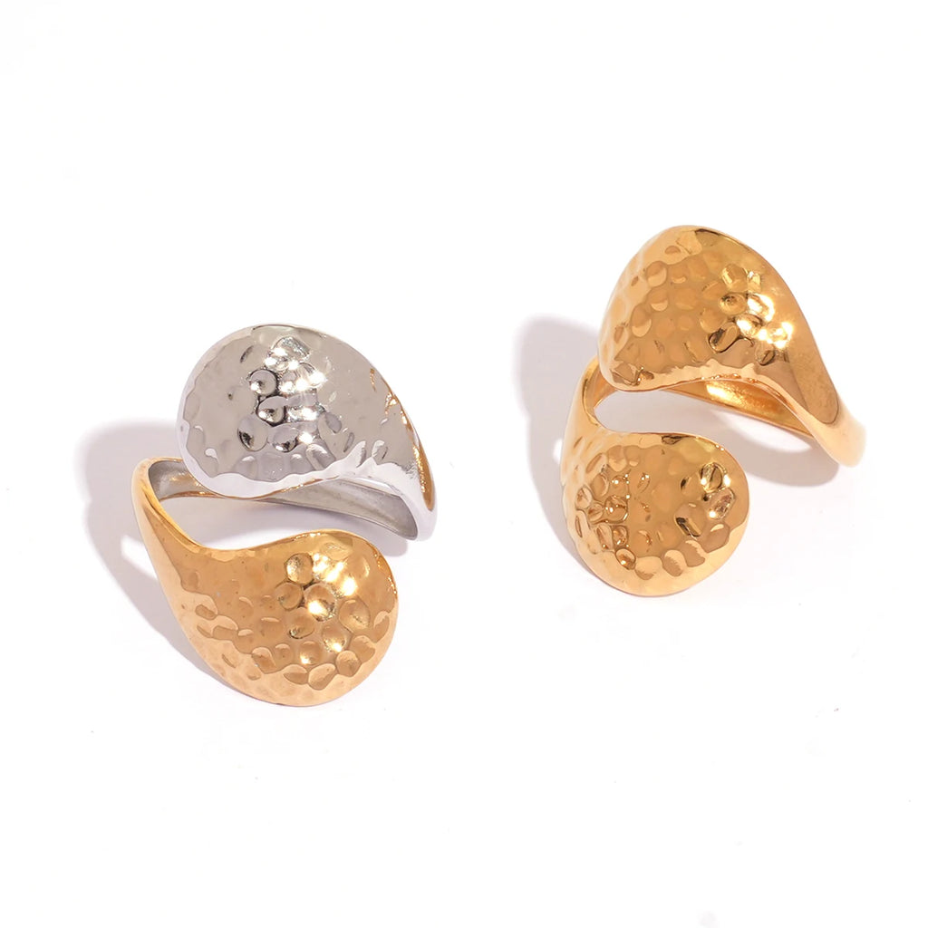 316L Ladies Geometry Design Stainless Steel Rings 18K Gold Plated Waterproof Quality Jewelry For Daily Wear Vacation Seaside Etc