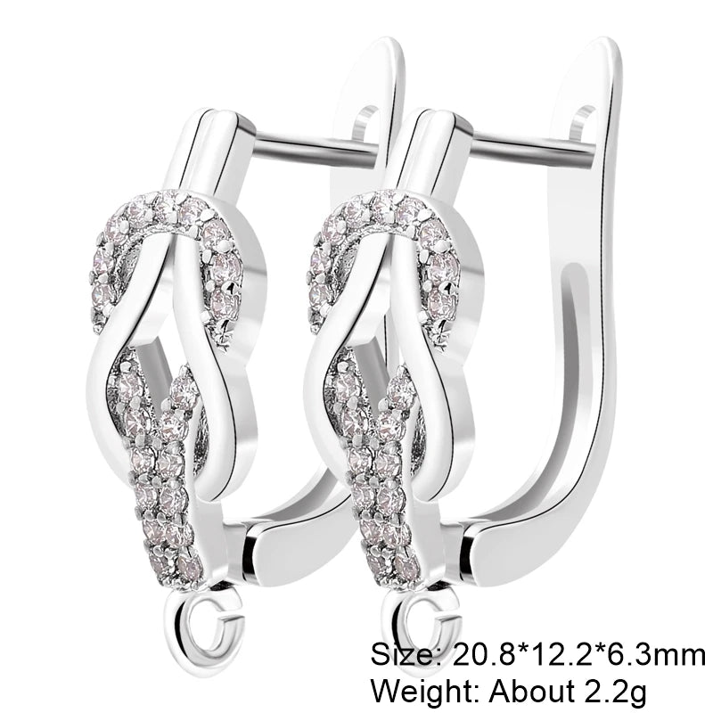 Juya DIY 18K Gold Silver Plated Earwire Fixtures Basic Fastener Stitches Anti-Allergy Earring Hooks Clasps Accessories Supplies