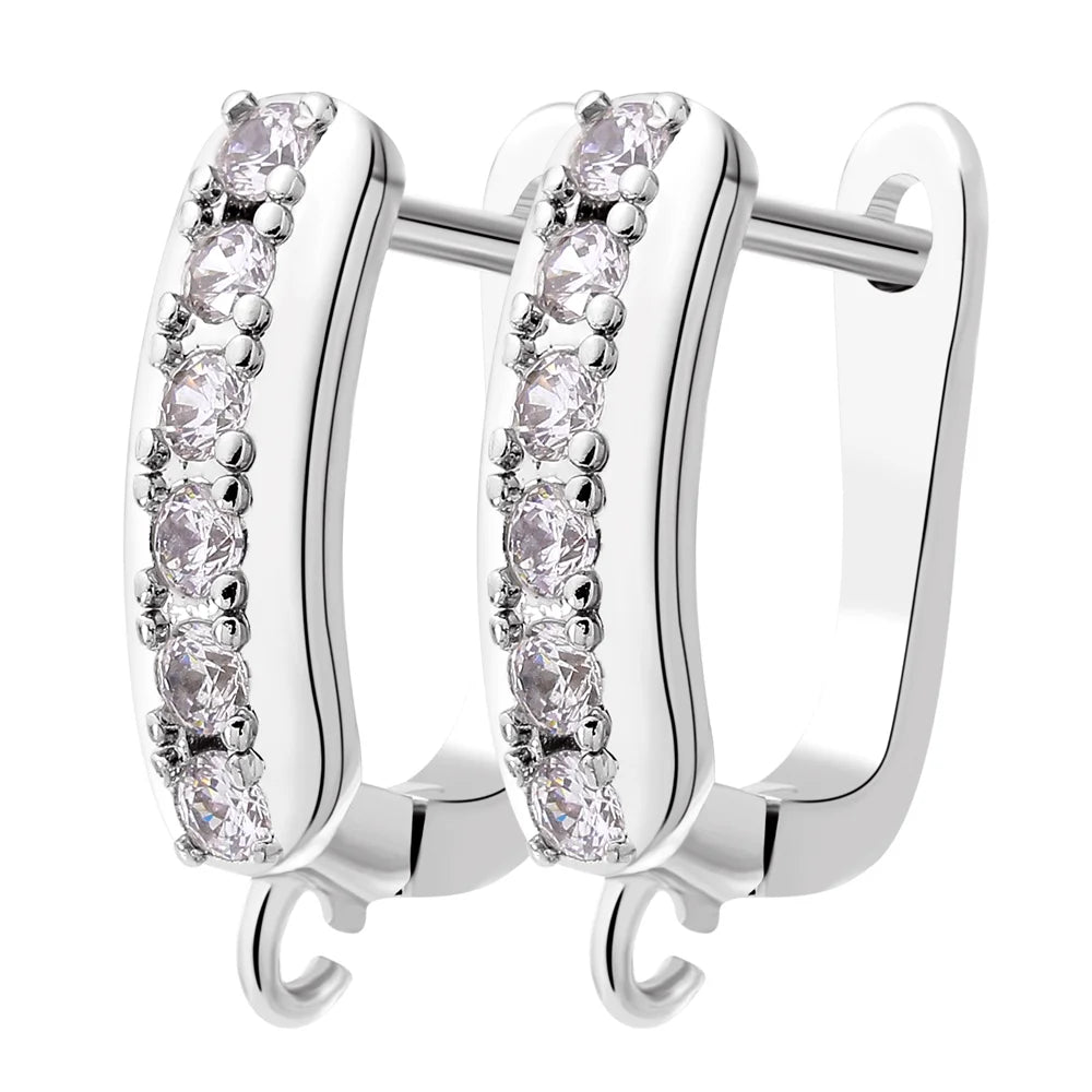 Juya DIY 18K Gold Silver Plated Earwire Fixtures Basic Fastener Stitches Anti-Allergy Earring Hooks Clasps Accessories Supplies