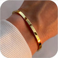 18K Gold Plated Oval Bracelet for Women Jewelry Trendy Love Bangle Stackable Friendship Bracelets Christmas Birthday Gifts