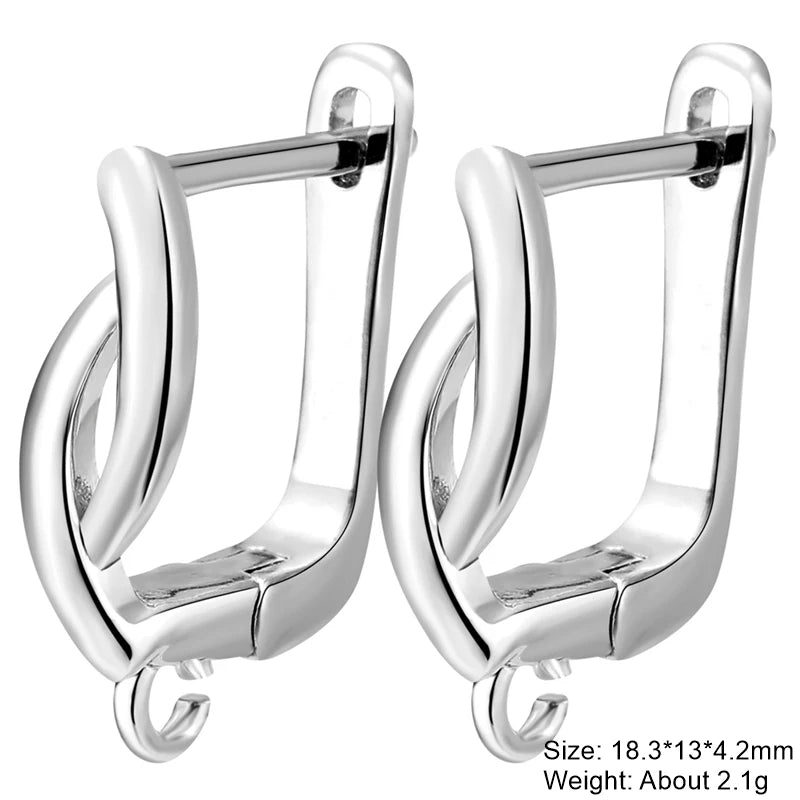 Juya DIY 18K Gold Silver Plated Earwire Fixtures Basic Fastener Stitches Anti-Allergy Earring Hooks Clasps Accessories Supplies
