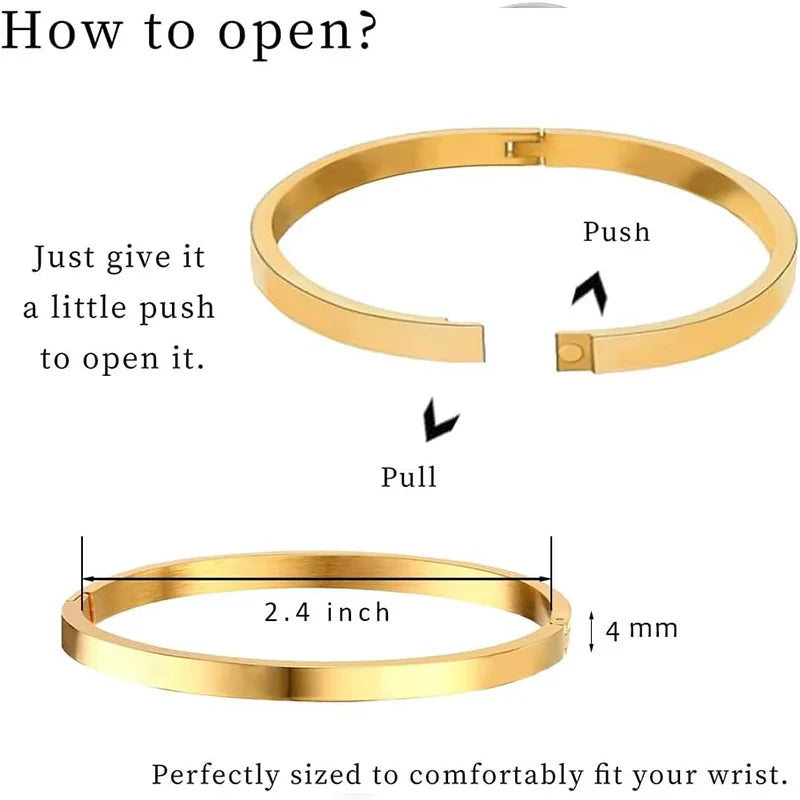 18K Gold Plated Oval Bracelet for Women Jewelry Trendy Love Bangle Stackable Friendship Bracelets Christmas Birthday Gifts