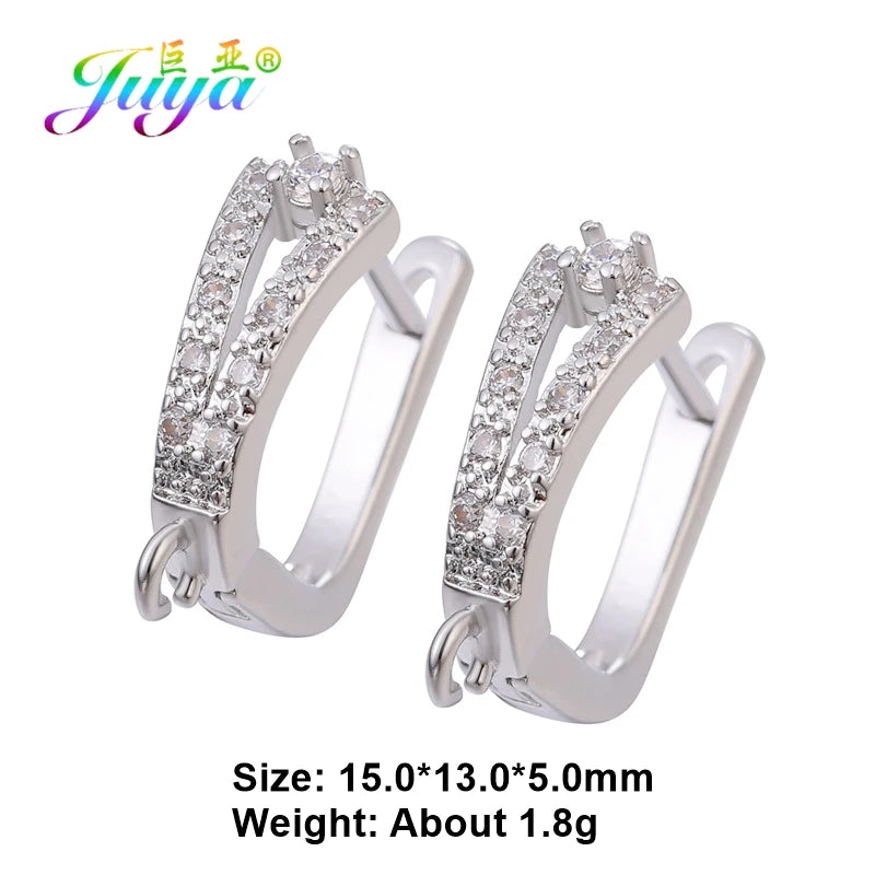 Juya DIY 18K Gold Silver Plated Earwire Fixtures Basic Fastener Stitches Anti-Allergy Earring Hooks Clasps Accessories Supplies