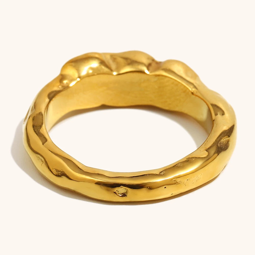 La. Muses Three Green Zircon Stainless Steel Women's Ring PVD Gold Plated Trendy Daily Jewelry Accessories Gift
