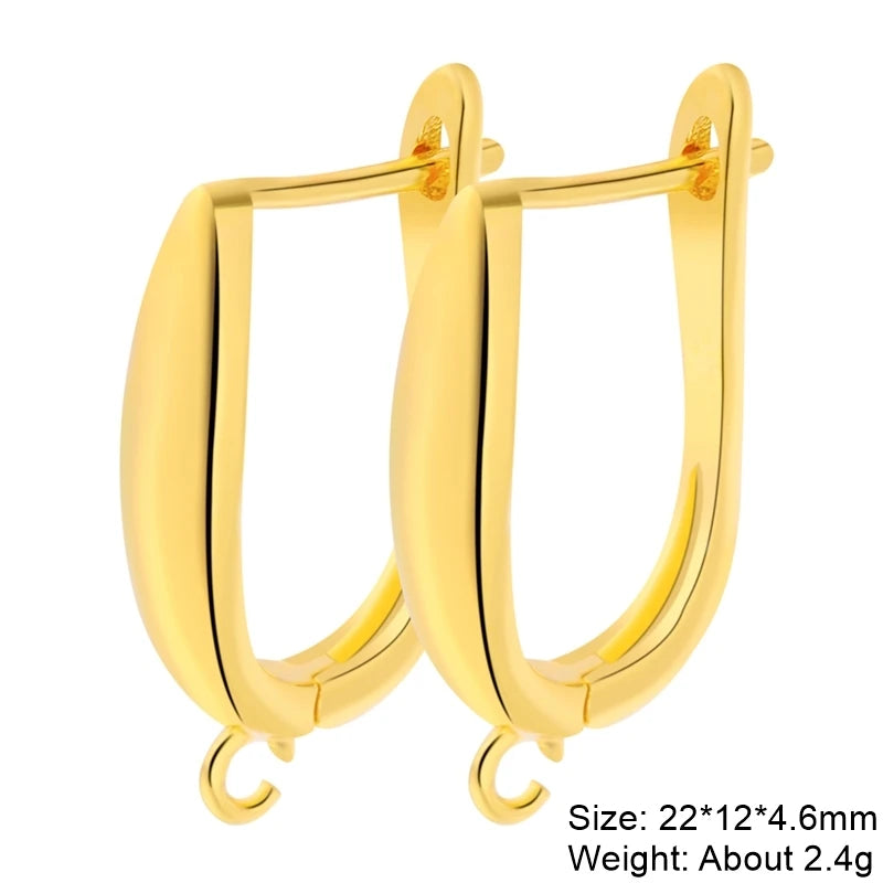 Juya DIY 18K Gold Silver Plated Earwire Fixtures Basic Fastener Stitches Anti-Allergy Earring Hooks Clasps Accessories Supplies