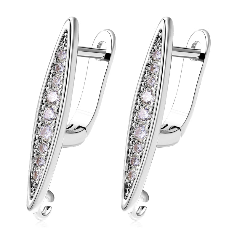 Juya DIY 18K Gold Silver Plated Earwire Fixtures Basic Fastener Stitches Anti-Allergy Earring Hooks Clasps Accessories Supplies