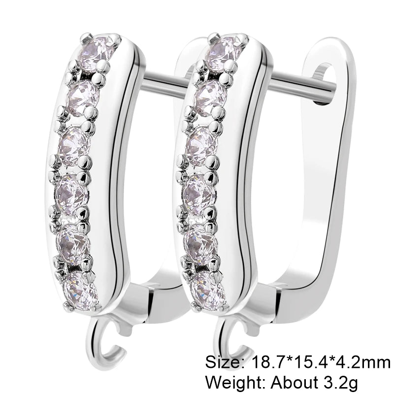 Juya DIY 18K Gold Silver Plated Earwire Fixtures Basic Fastener Stitches Anti-Allergy Earring Hooks Clasps Accessories Supplies