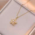 Shiny Zircon Romantic Flower Pendant Necklace For Women Gold Plated Rotatable Flowers Choker Girls Wedding Party Luxury Jewelry