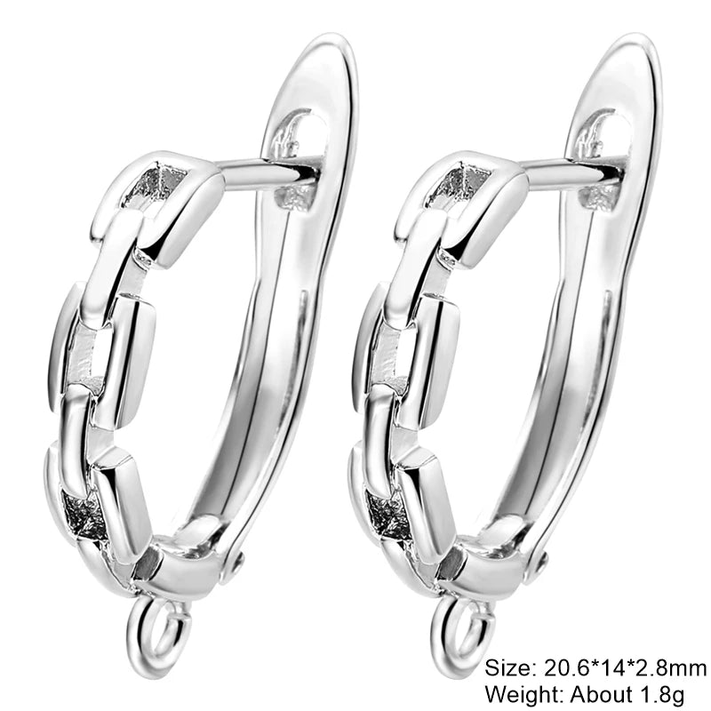 Juya DIY 18K Gold Silver Plated Earwire Fixtures Basic Fastener Stitches Anti-Allergy Earring Hooks Clasps Accessories Supplies