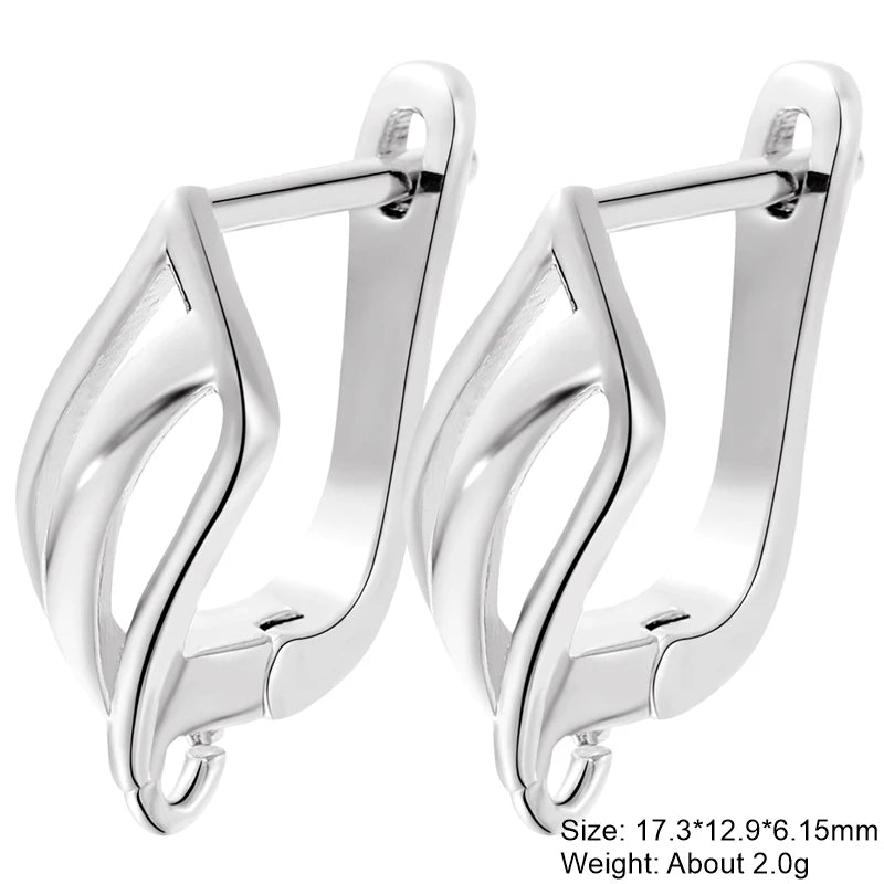 Juya DIY 18K Gold Silver Plated Earwire Fixtures Basic Fastener Stitches Anti-Allergy Earring Hooks Clasps Accessories Supplies