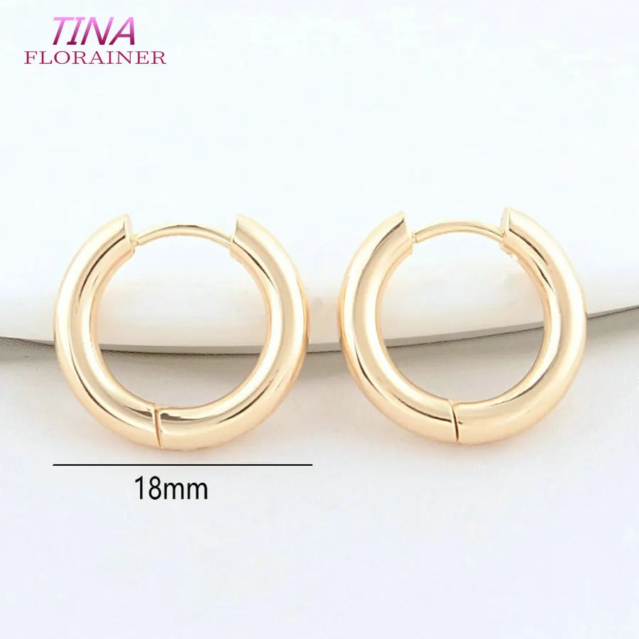 16MM 18MM 20MM 14K Gold Color Stainless Steel Round Earrings Hoops High Quality Jewelry Making Supplies Diy Findings Accessories