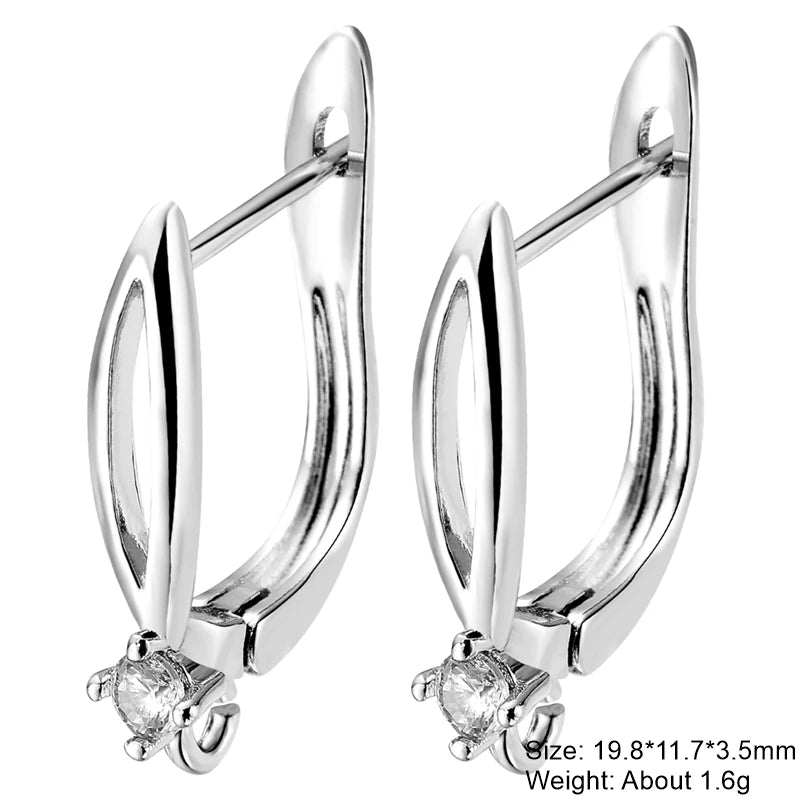 Juya DIY 18K Gold Silver Plated Earwire Fixtures Basic Fastener Stitches Anti-Allergy Earring Hooks Clasps Accessories Supplies