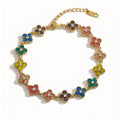 Colorful Flower Zircon Inlaid Bangle 316L Stainless Steel 18K Gold Plated Adjustable Bracelet Minimalist Charm Jewelry Gift