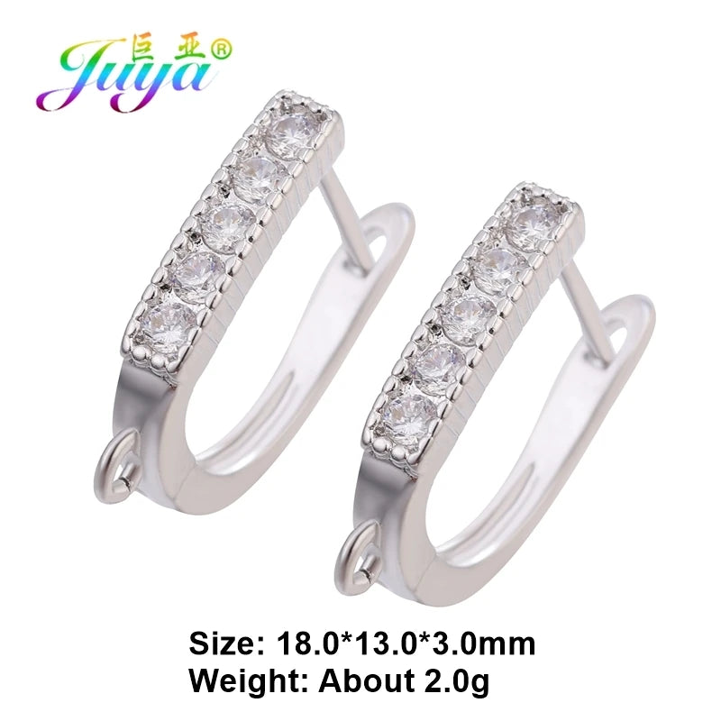 Juya DIY 18K Gold Silver Plated Earwire Fixtures Basic Fastener Stitches Anti-Allergy Earring Hooks Clasps Accessories Supplies
