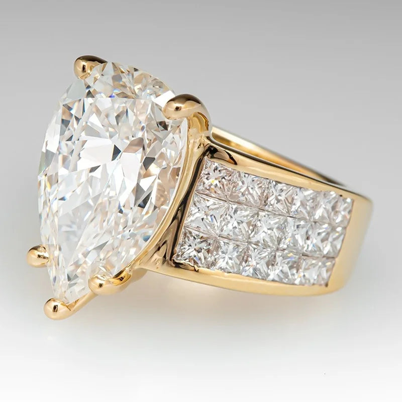 Elegant 18k Plated Ring Inlaid Large Shining Zircon Elegant Jewelry For Engagement Wedding Scenes Evening Party Decor