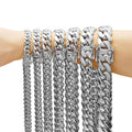 Hip Hop Bling Gold Color Stainless Steel Dense Cuban Miami Link Chain Necklaces for Men Rapper Jewelry Drop Shipping