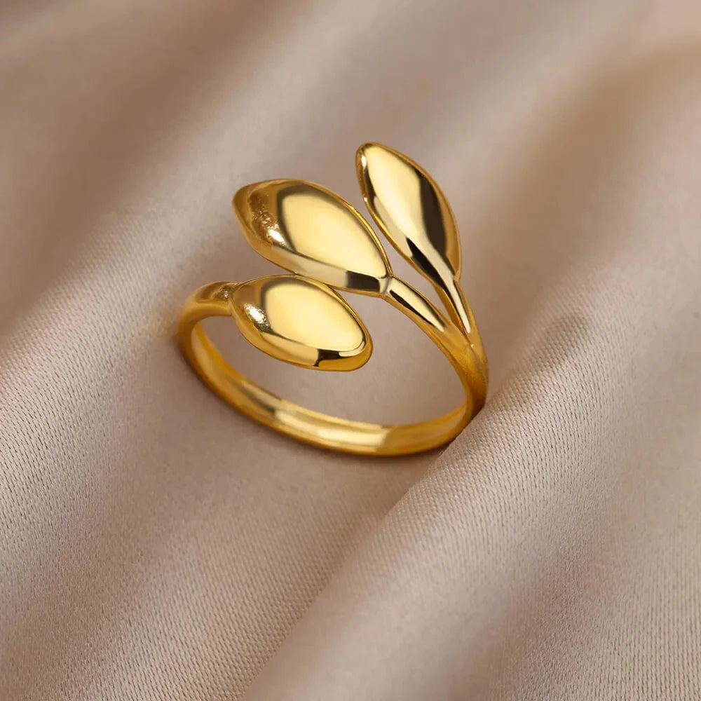 316L Stainless Steel Rings for Women Gold Color Multilayer Geometric Open Ring Vintage Waterproof Wedding Aesthetic Jewelry Gift