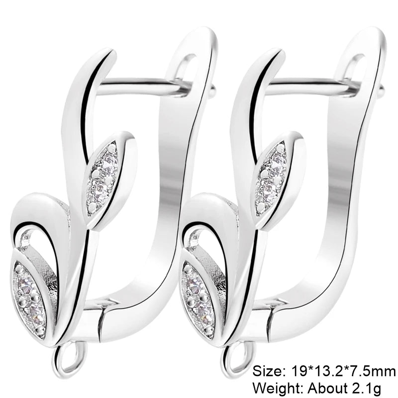 Juya DIY 18K Gold Silver Plated Earwire Fixtures Basic Fastener Stitches Anti-Allergy Earring Hooks Clasps Accessories Supplies