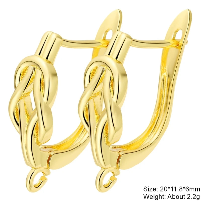Juya DIY 18K Gold Silver Plated Earwire Fixtures Basic Fastener Stitches Anti-Allergy Earring Hooks Clasps Accessories Supplies