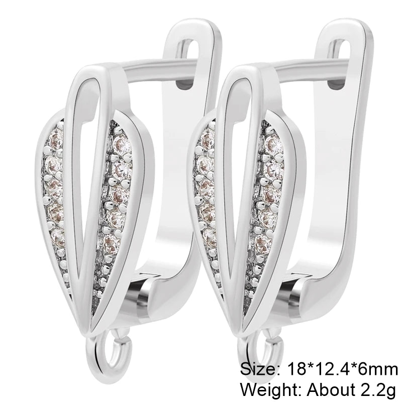 Juya DIY 18K Gold Silver Plated Earwire Fixtures Basic Fastener Stitches Anti-Allergy Earring Hooks Clasps Accessories Supplies
