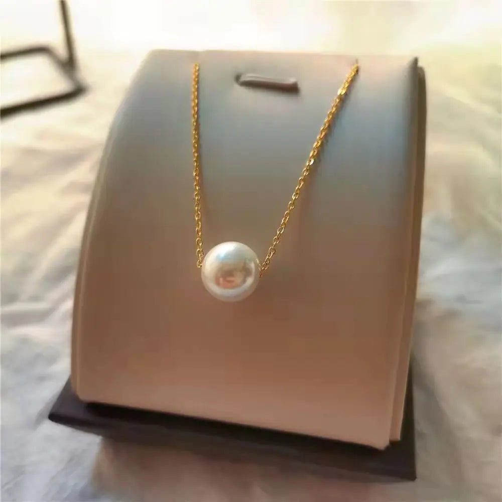 316L Stainless Steel Elegant One Pearl Necklace Female Minimalist Temperament   Jewelry Customize Wedding