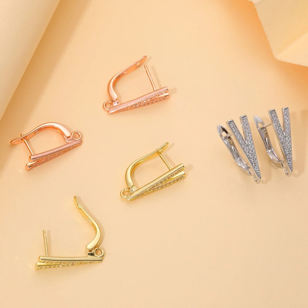 Juya DIY 18K Gold Silver Plated Earwire Fixtures Basic Fastener Stitches Anti-Allergy Earring Hooks Clasps Accessories Supplies