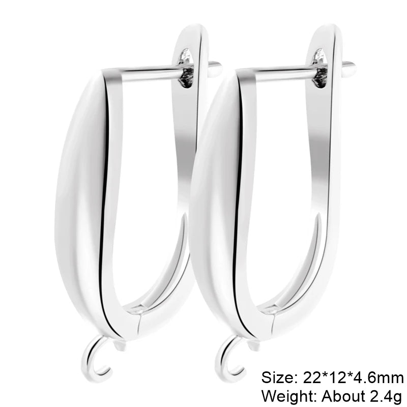 Juya DIY 18K Gold Silver Plated Earwire Fixtures Basic Fastener Stitches Anti-Allergy Earring Hooks Clasps Accessories Supplies