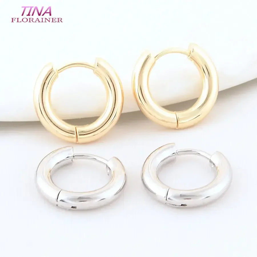 16MM 18MM 20MM 14K Gold Color Stainless Steel Round Earrings Hoops High Quality Jewelry Making Supplies Diy Findings Accessories
