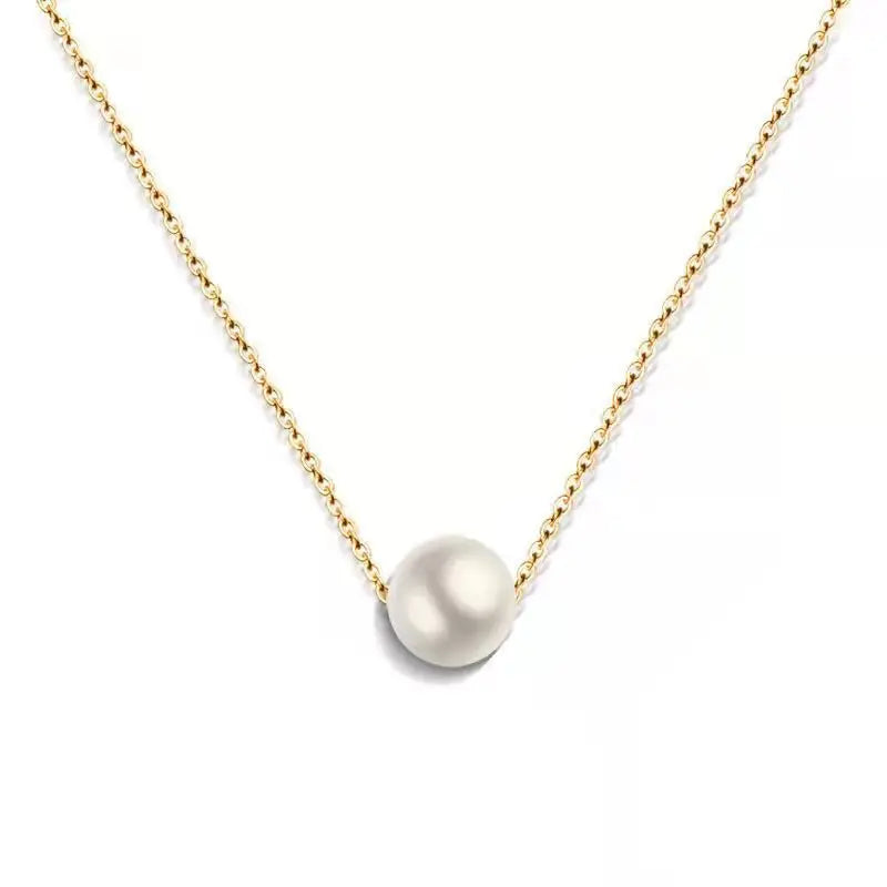 316L Stainless Steel Elegant One Pearl Necklace Female Minimalist Temperament   Jewelry Customize Wedding
