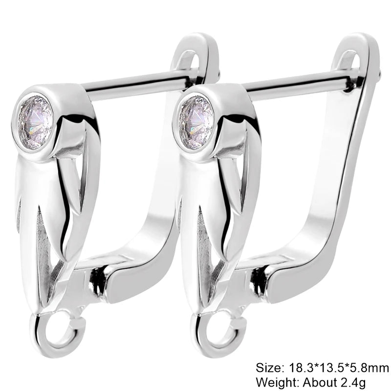 Juya DIY 18K Gold Silver Plated Earwire Fixtures Basic Fastener Stitches Anti-Allergy Earring Hooks Clasps Accessories Supplies