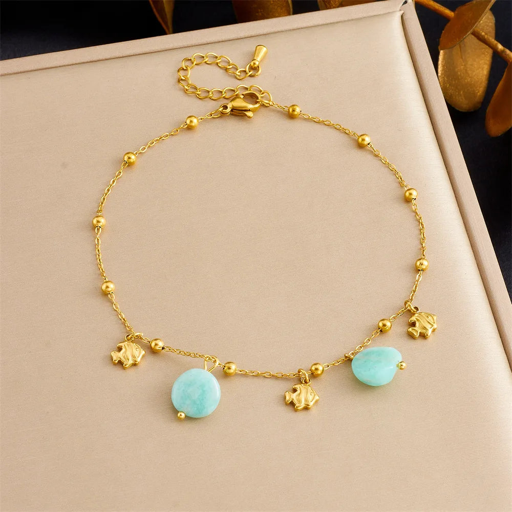 LAMENGLY 316L Stainless SteelNew Beach Ocean Wind Shell Dolphin Starfish Stacked Women's Non Fading Jewelry Gift