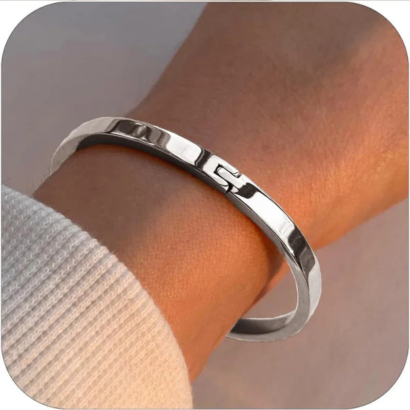 18K Gold Plated Oval Bracelet for Women Jewelry Trendy Love Bangle Stackable Friendship Bracelets Christmas Birthday Gifts