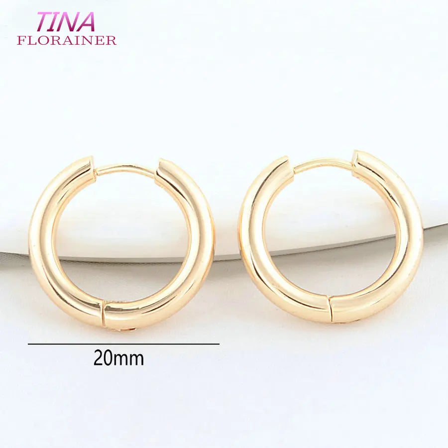 16MM 18MM 20MM 14K Gold Color Stainless Steel Round Earrings Hoops High Quality Jewelry Making Supplies Diy Findings Accessories