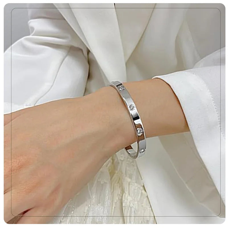 18K Gold Plated Oval Bracelet for Women Jewelry Trendy Love Bangle Stackable Friendship Bracelets Christmas Birthday Gifts