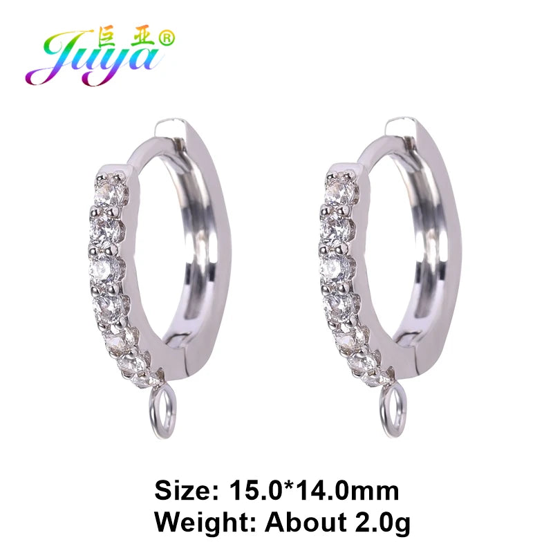 Juya DIY 18K Gold Silver Plated Earwire Fixtures Basic Fastener Stitches Anti-Allergy Earring Hooks Clasps Accessories Supplies