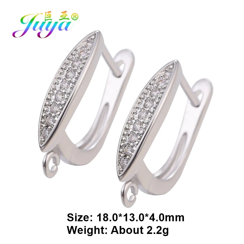 Juya DIY 18K Gold Silver Plated Earwire Fixtures Basic Fastener Stitches Anti-Allergy Earring Hooks Clasps Accessories Supplies