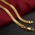 18K Gold 18-24inch 45-60cm 6mm Full Side Chain Necklace For Women Men Fashion Wedding Party Charm Jewelry