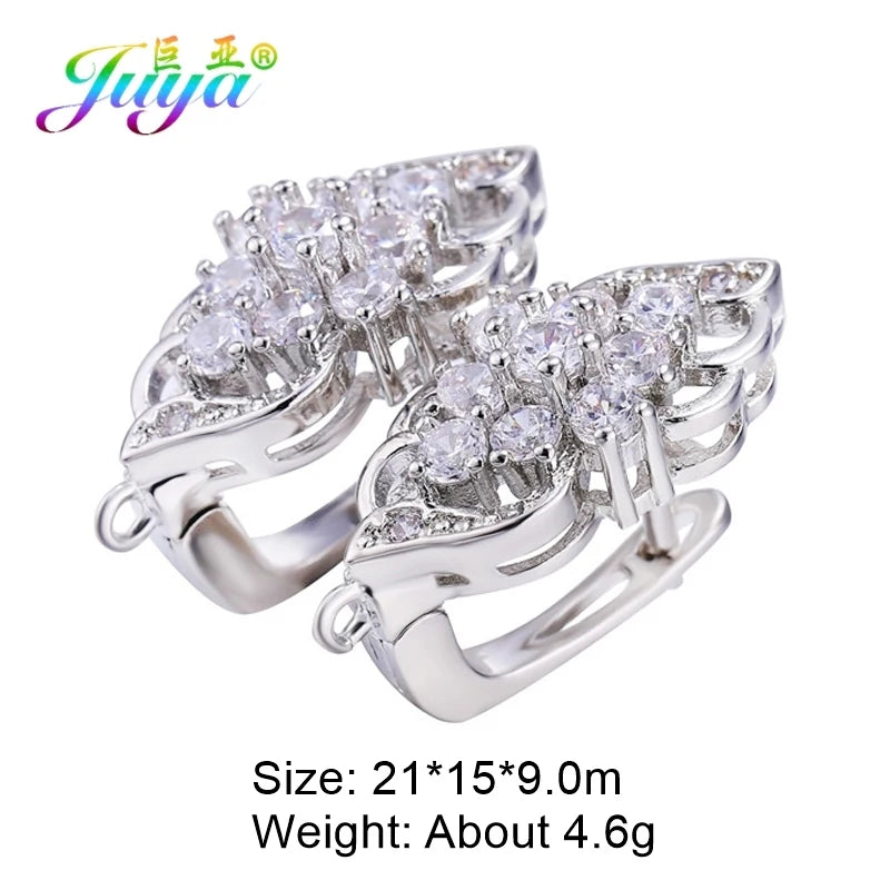 Juya DIY 18K Gold Silver Plated Earwire Fixtures Basic Fastener Stitches Anti-Allergy Earring Hooks Clasps Accessories Supplies