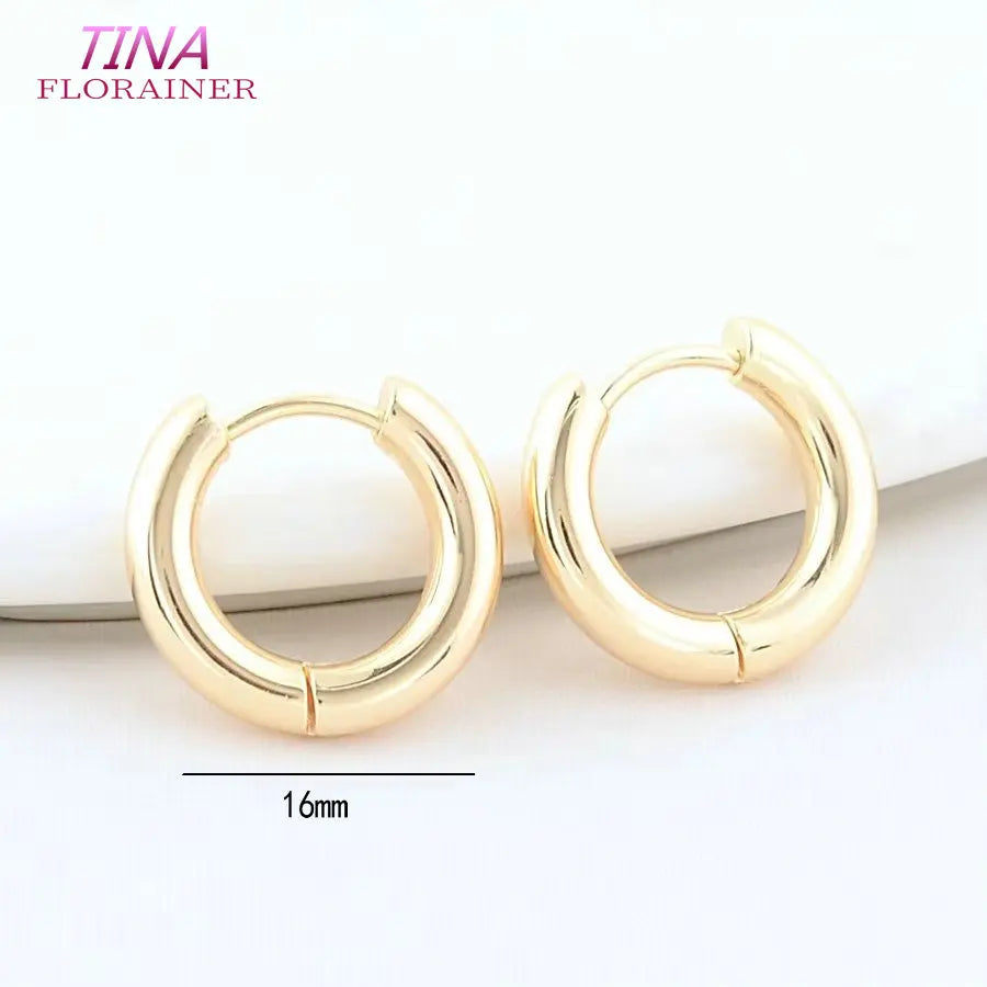 16MM 18MM 20MM 14K Gold Color Stainless Steel Round Earrings Hoops High Quality Jewelry Making Supplies Diy Findings Accessories