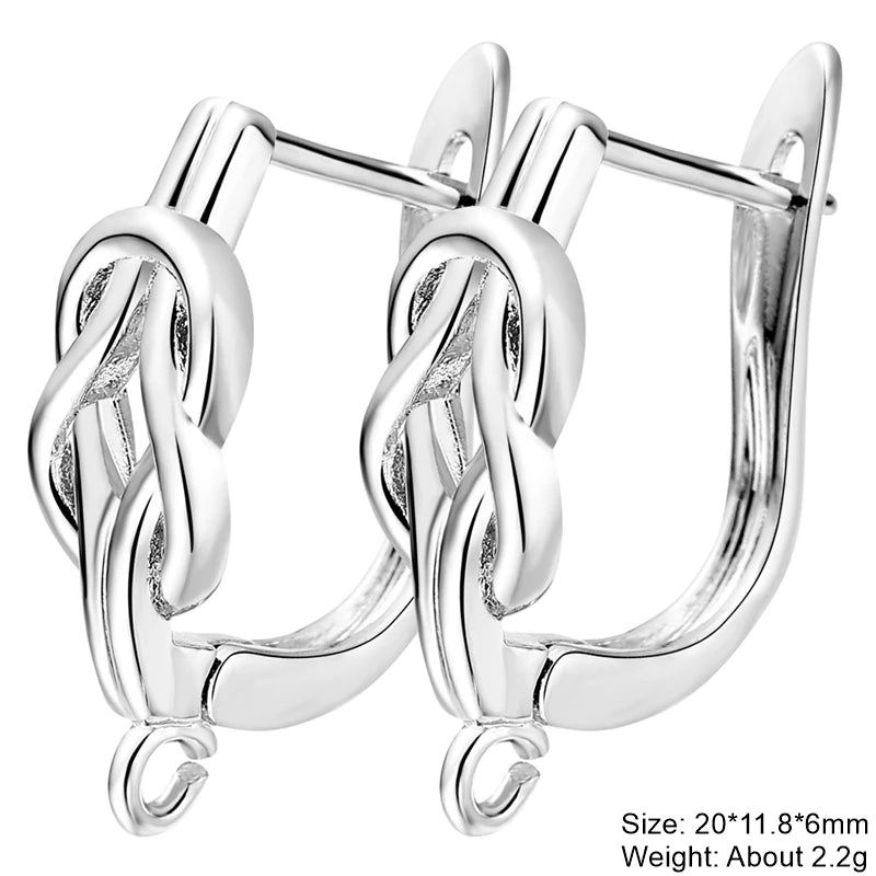 Juya DIY 18K Gold Silver Plated Earwire Fixtures Basic Fastener Stitches Anti-Allergy Earring Hooks Clasps Accessories Supplies